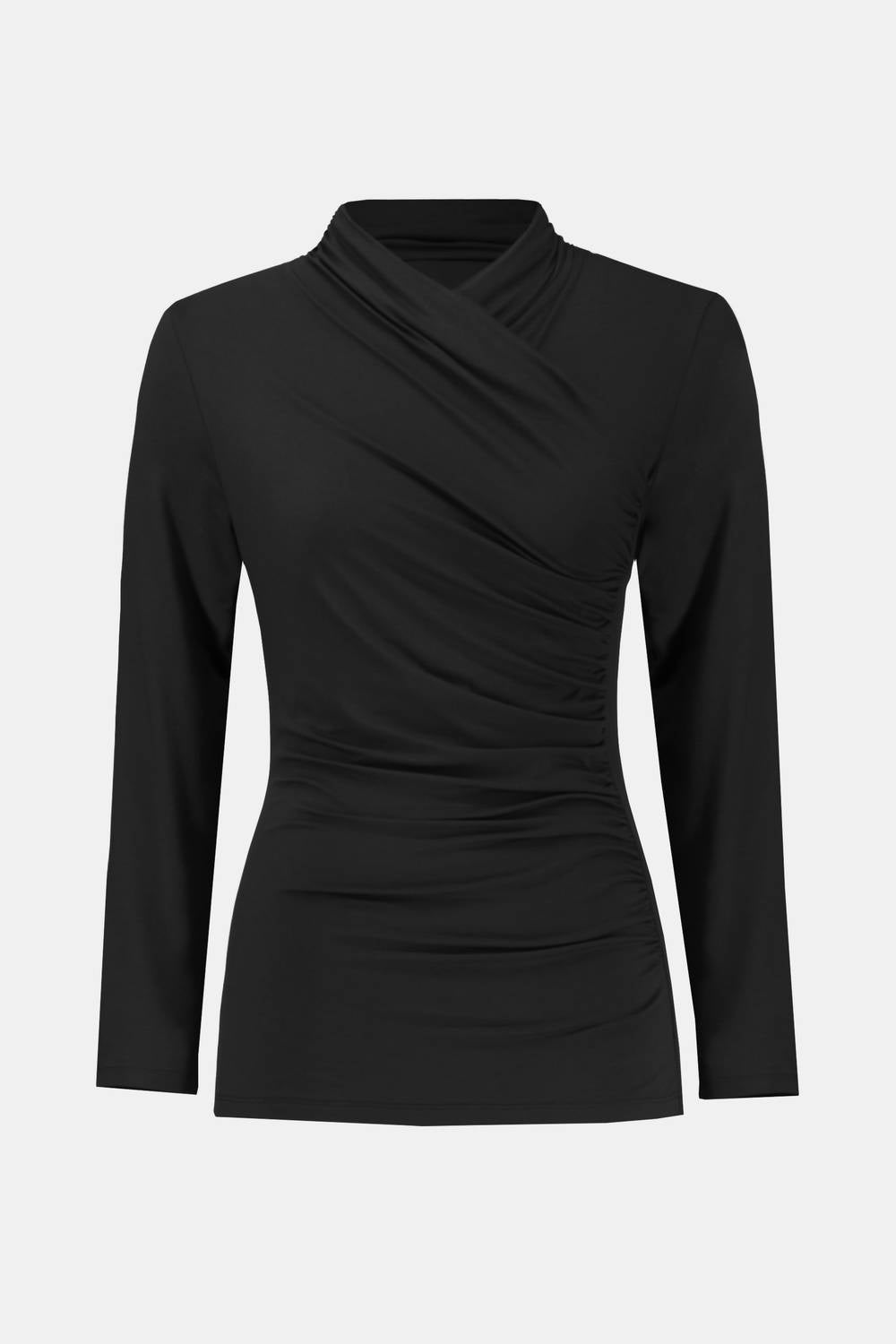 Joseph Ribkoff Long Sleeve Jersey Knit Ruched Fitted Top in black - women's long sleeve top - view 4