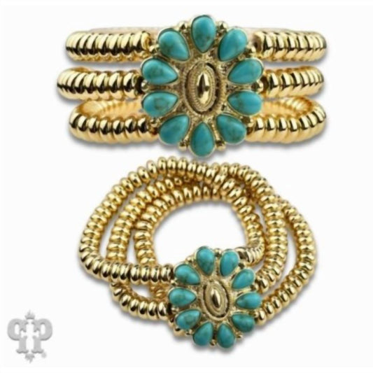 Pink Panache - Women's Turquoise Concho Stretch Bracelet