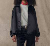 THE GREAT. Satin Coaches Jacket in black - women's jacket