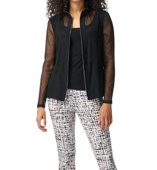 Joseph Ribkoff - CASUAL COLLARLESS ZIPPER JACKET