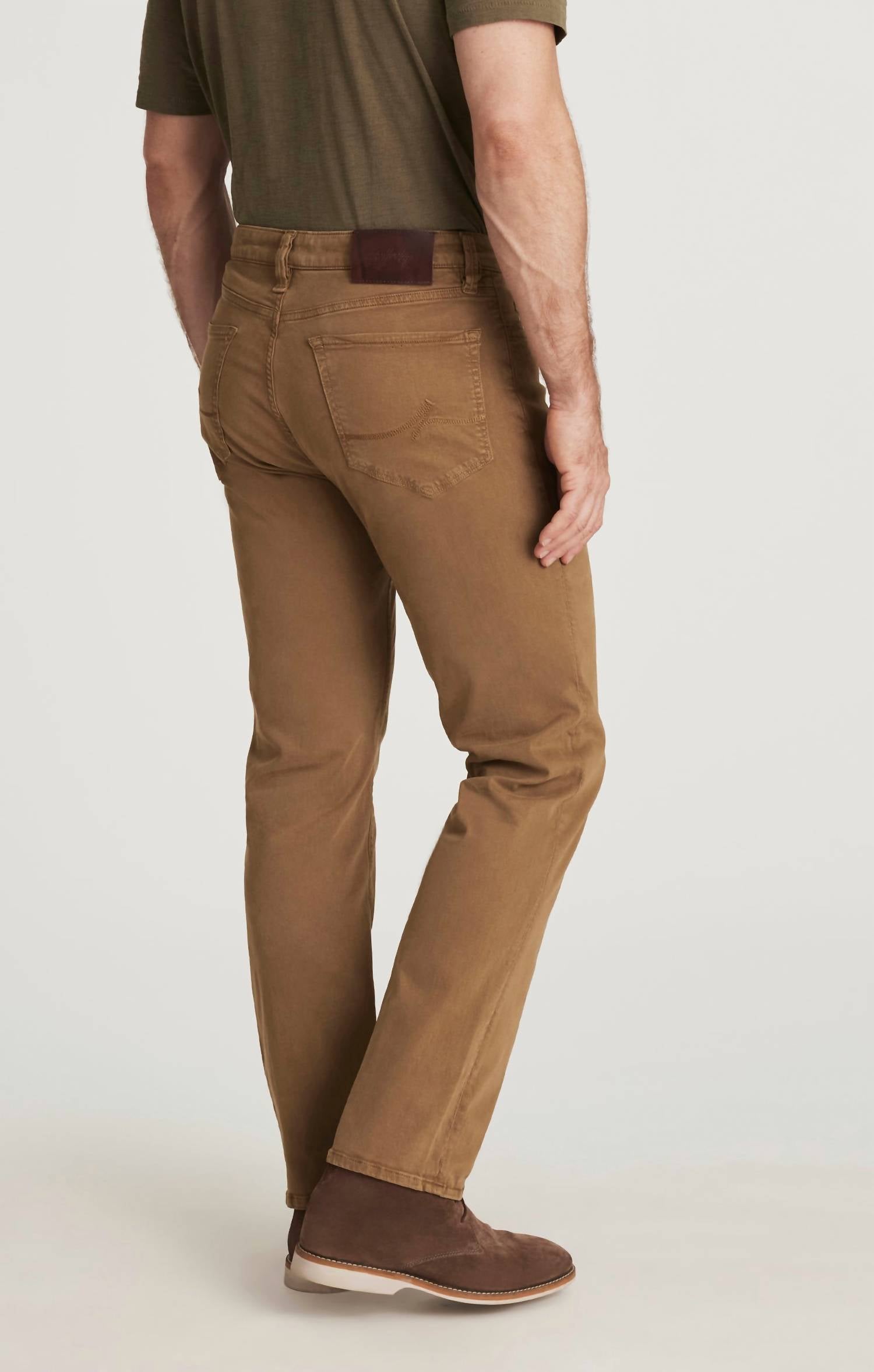 34 Heritage Charisma Relaxed Straight Leg Pants in tobacco twill - men's pants - detail view