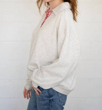 Things Between Vivi Cotton Collared Sweatshirt in grey - women's top - alternate view