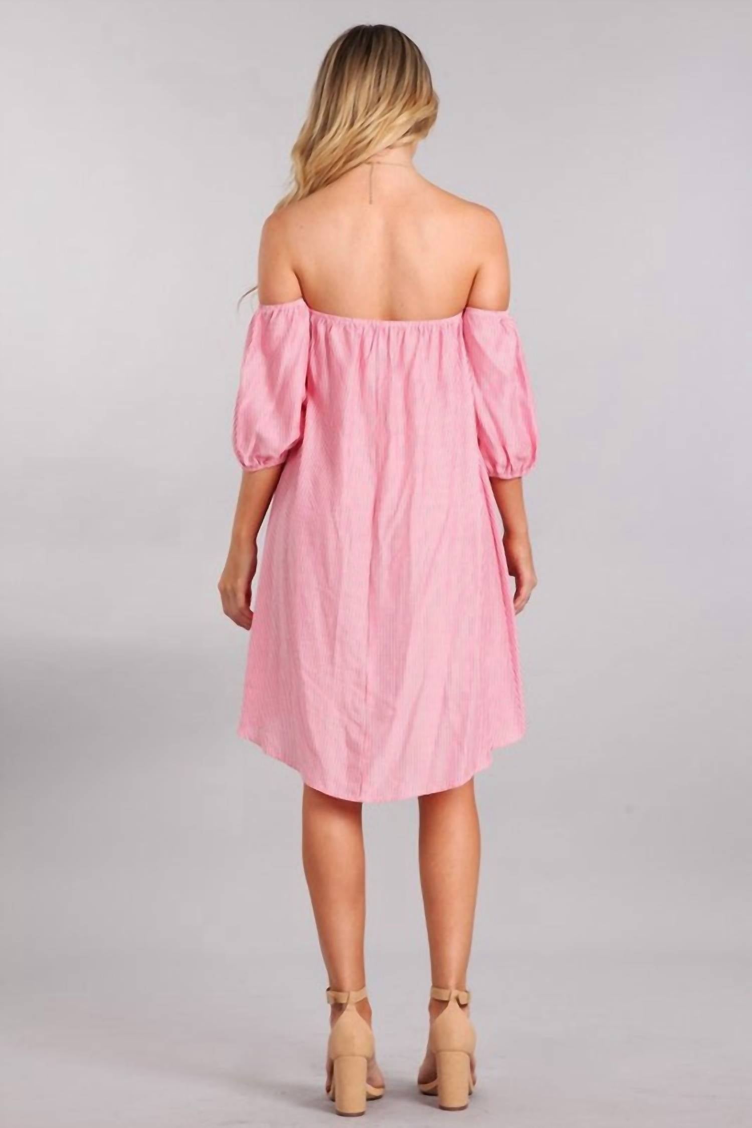 Chris & Carol - Stripe Off The Shoulder Dress