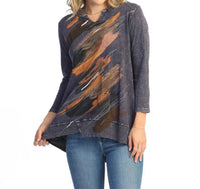 Jess & Jane - Opera Mineral Washed Split V-Neck Top