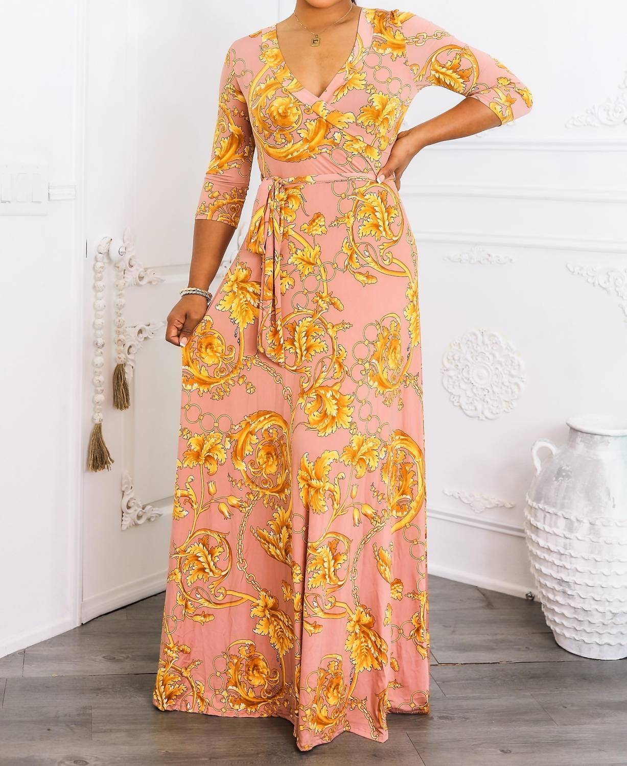 Surelymine - Elegant Wrap Boho Maxi Dress
