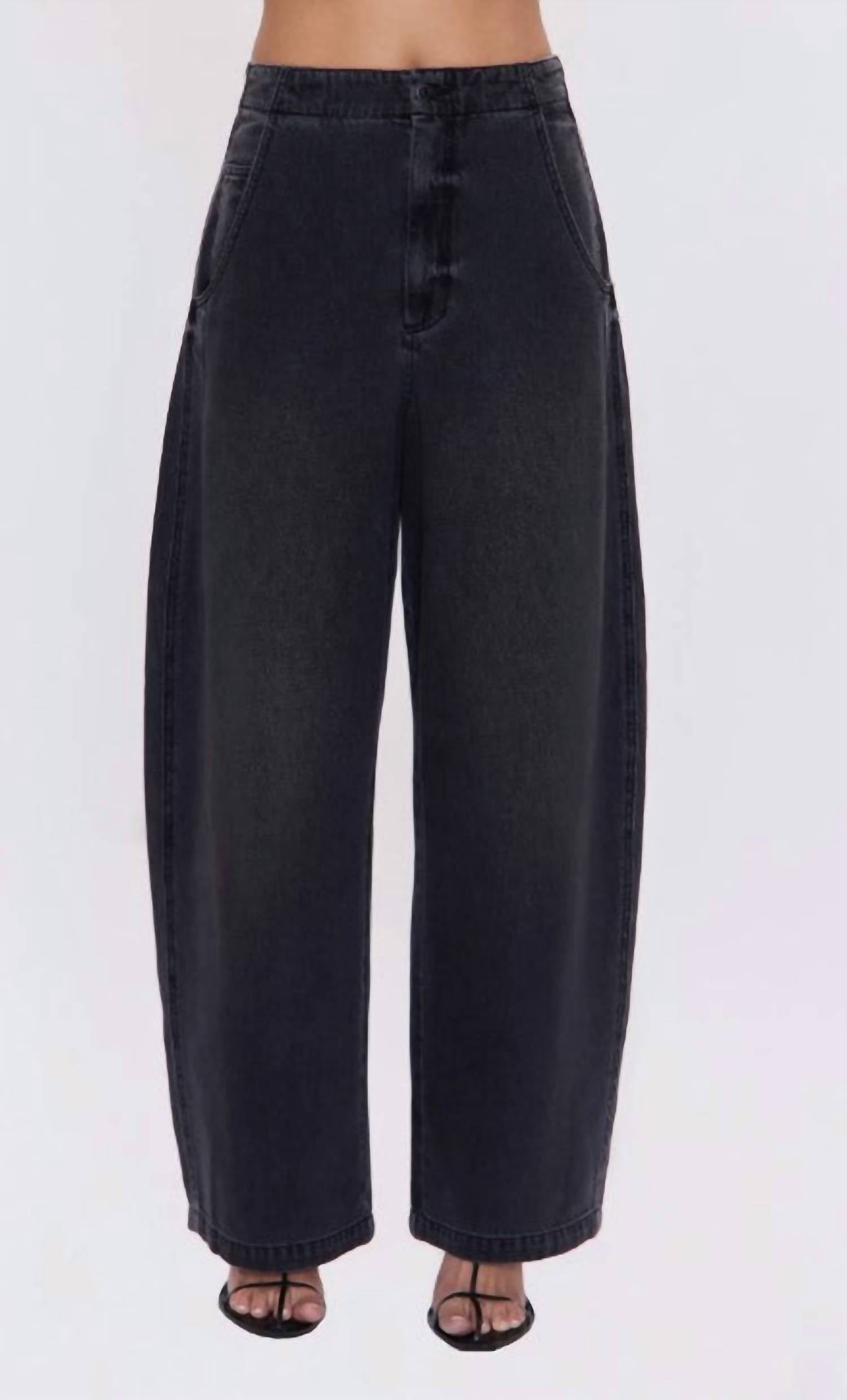 PISTOLA Women's Lottie High Rise Relaxed Bowed Leg Pants in black - women's jeans