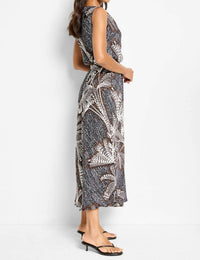 Nic + Zoe Dotty Palms Boat Neck Bianca Dress in black multi - women's dress - detail view