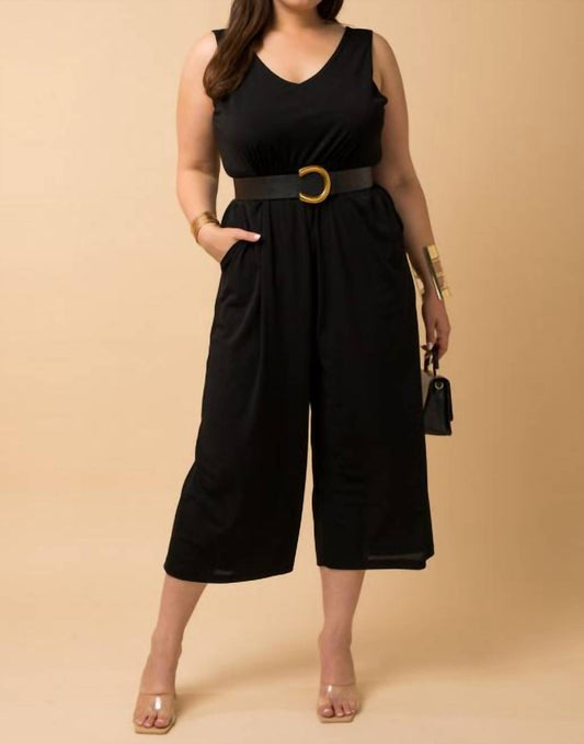 Sleeveless V-Neck Pocket Wrap Back Jumpsuit