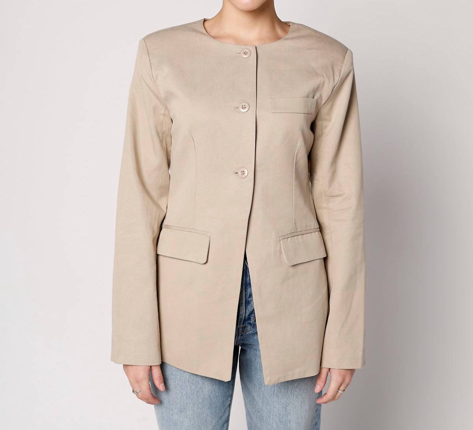 MOON RIVER COFFEE RUN BLAZER in light brown - women's jacket