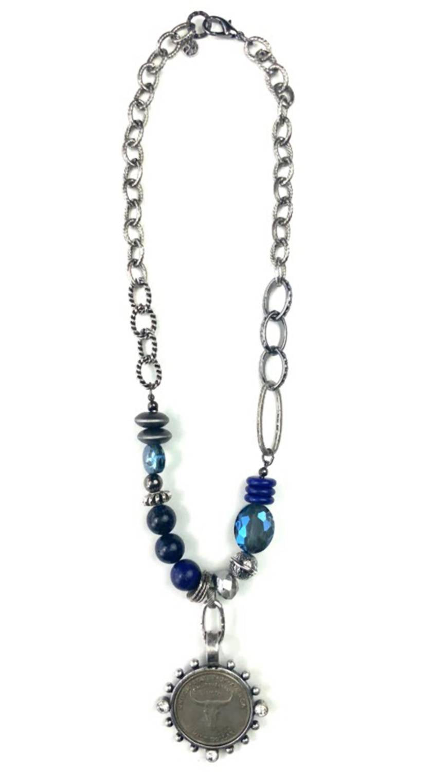 Legend Or Lies - Women's Half Dollar Steer Head Pendant Necklace