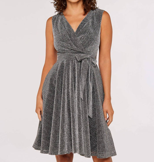 Apricot - Silver Lurex A-Line Dress