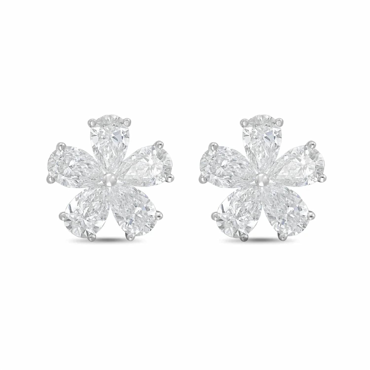 Diana M Jewels - Women's Pear Lab-Grown Diamond Stud Earrings (8.00 Ct TCW) - Elegant Plus