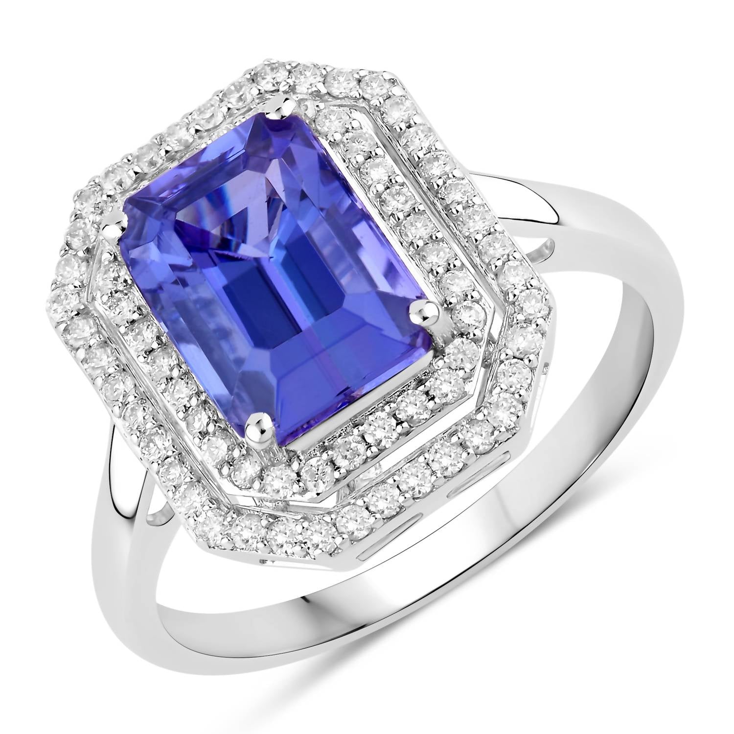 Diana M Jewels Women's Octagon Natural Tanzanite Fashion Ring (3.32 Ct) - Signature Plus in 14k white gold - women's jewelry