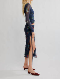 Free People Crimson Lights Set in navy combo - women's skirt - detail view