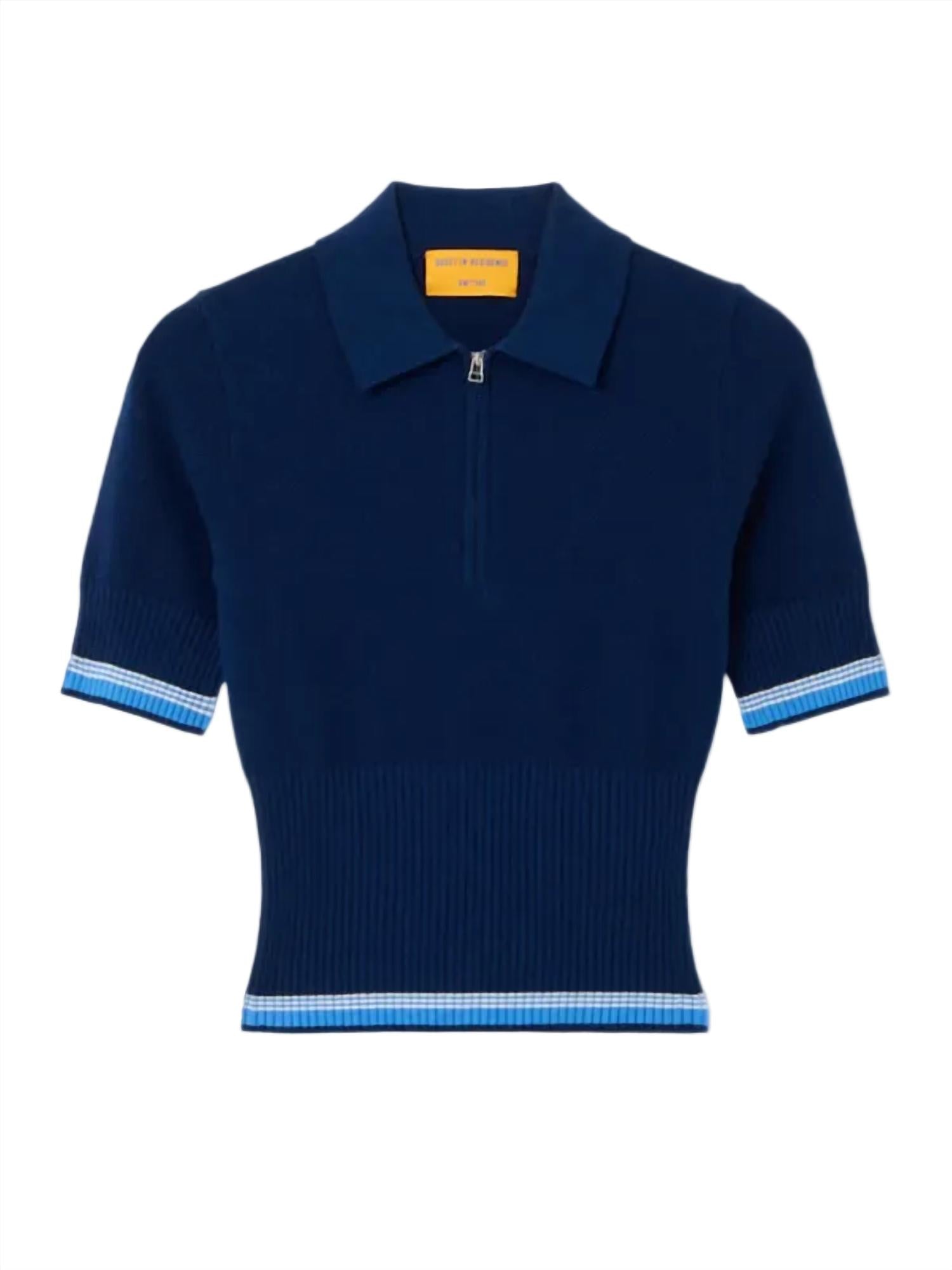 Guest In Residence Marcella Polo Top in residence marcella polo top in navy - women's shirt - view 5