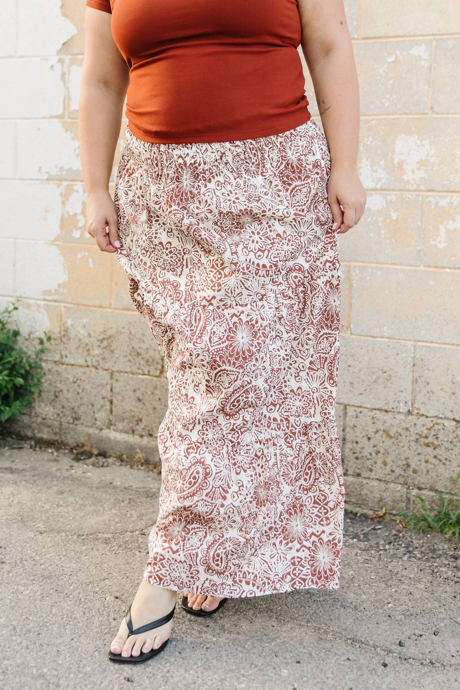 Mikarose Waverly Maxi Skirt in rust - women's skirt
