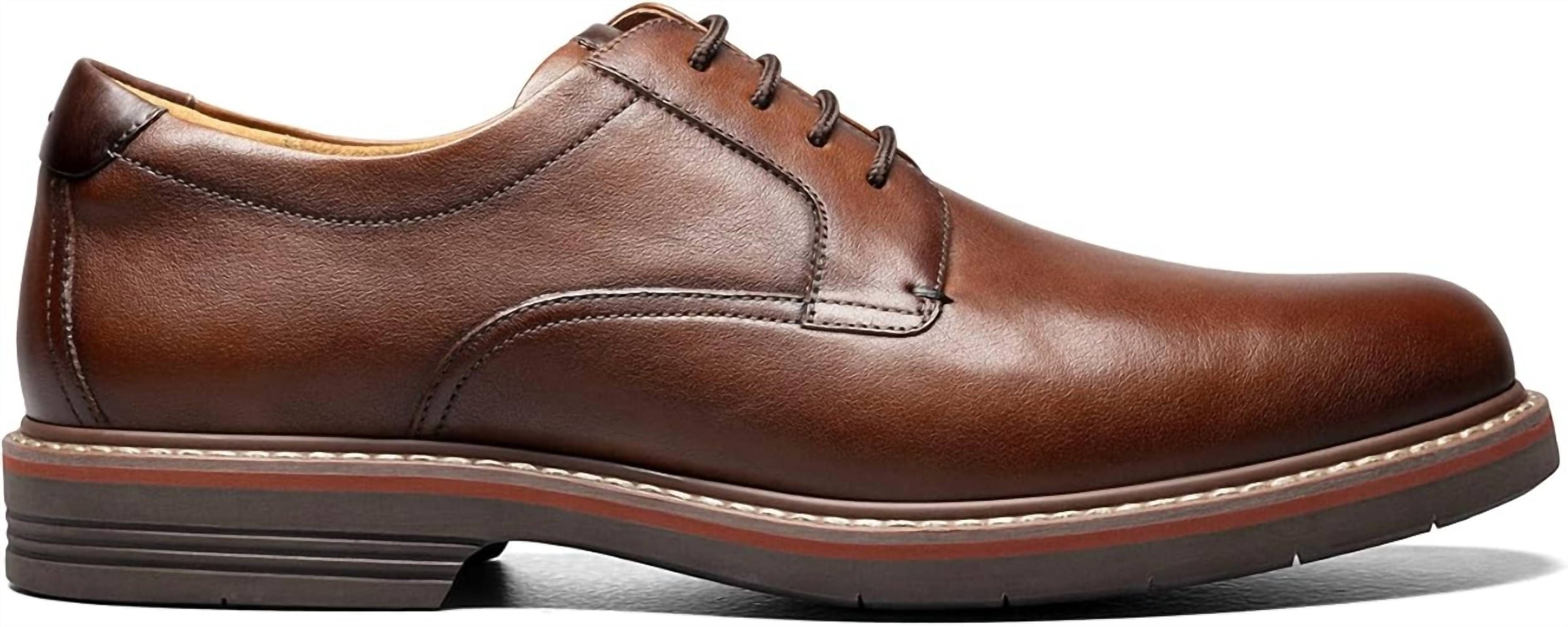 Florsheim Men's Norwal Plain Toe Oxford Shoes in congac - men's shoe - detail view