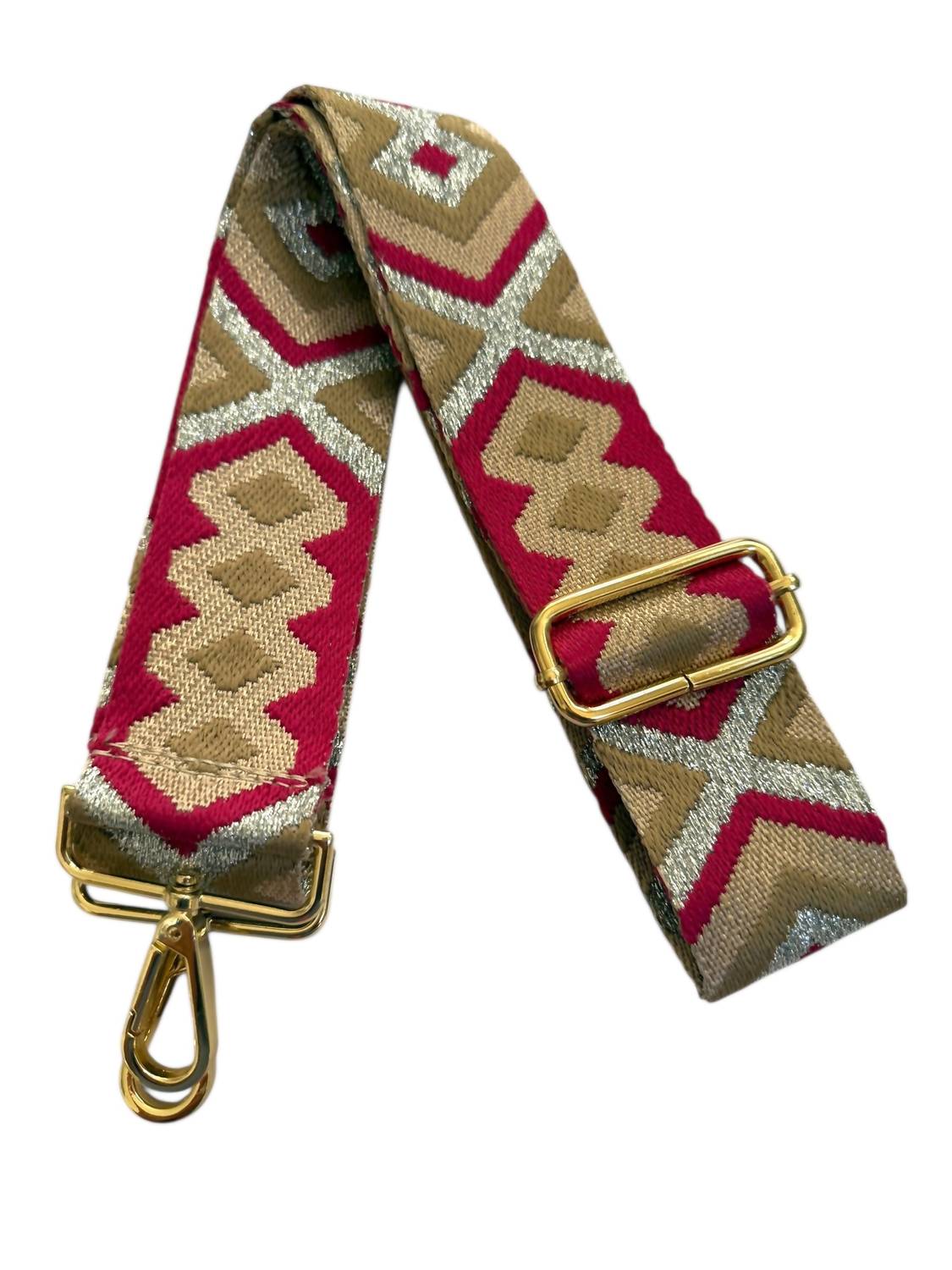 Made in Italy Women's Woven Guitar Style Bag Strap in italy women s woven guitar style bag strap in magenta silver - women's item