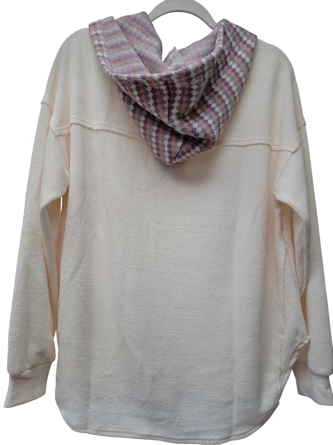 Very J - Oversized Seam Detailed Drop Shoulder Hooded Sweater