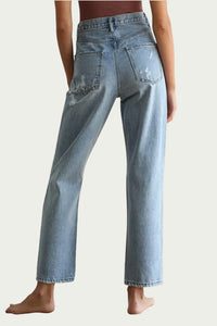 DISTRESSED STRAIGHT-LEG JEANS
