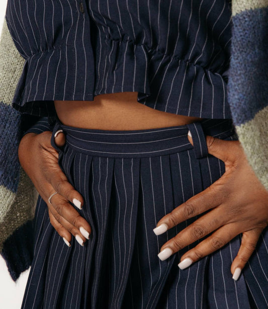 Norr - Neo Pinstripe Pleat Skirt