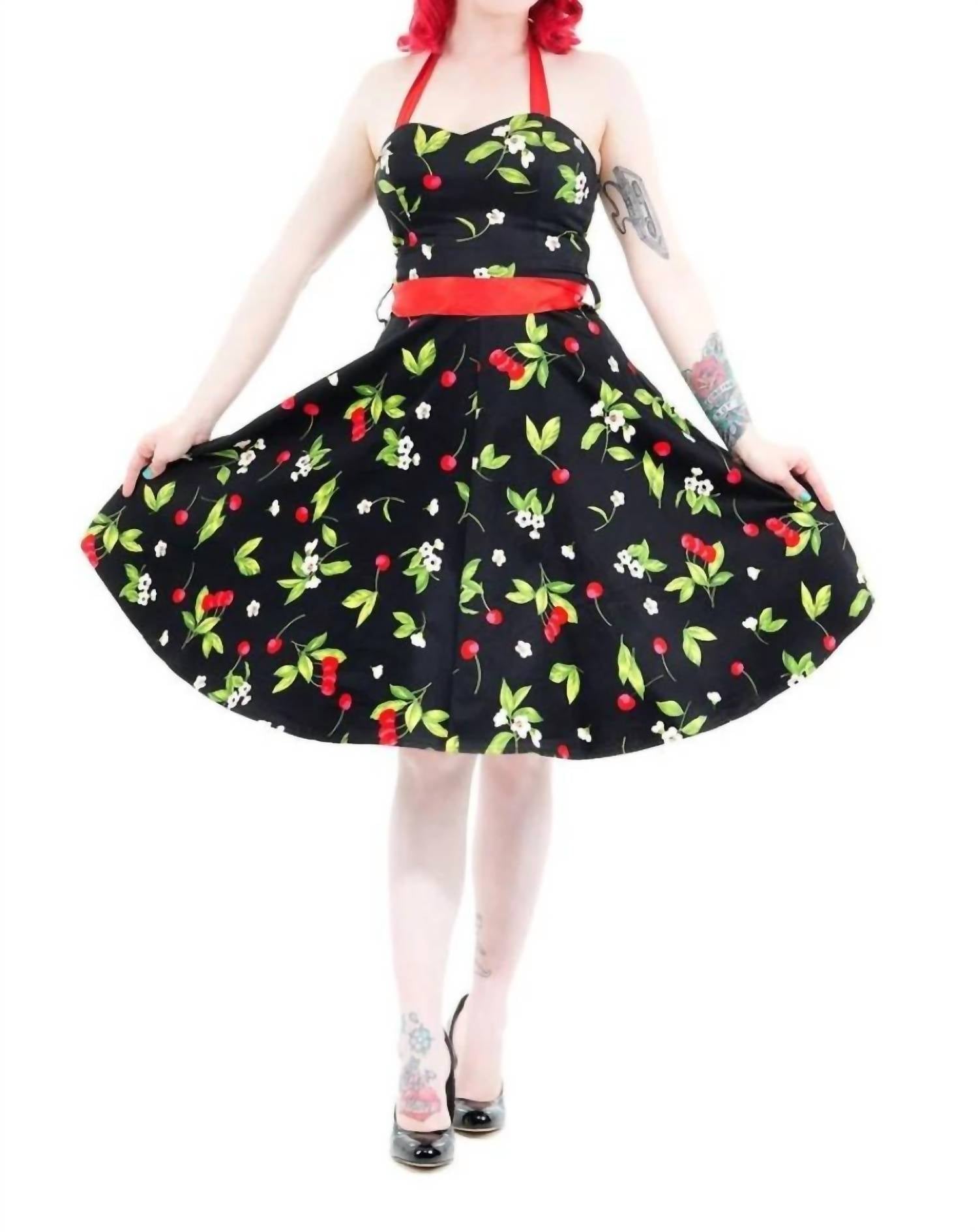 Hearts & Roses - Cherry Blossom Halter Swing Dress