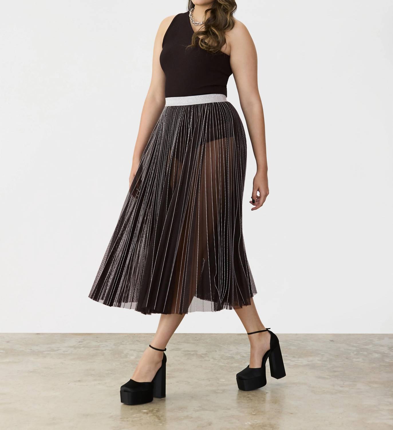 Gstq - Sunpleated Mesh Skirt