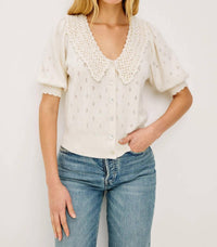 Rails Mindy Short Puff Sleeves Top in ivory - women's blouse - view 4