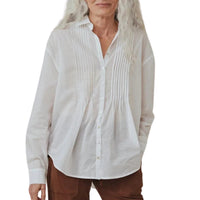 Bella Dahl Women's Pintuck Flowy Shirt in white - women's shirt