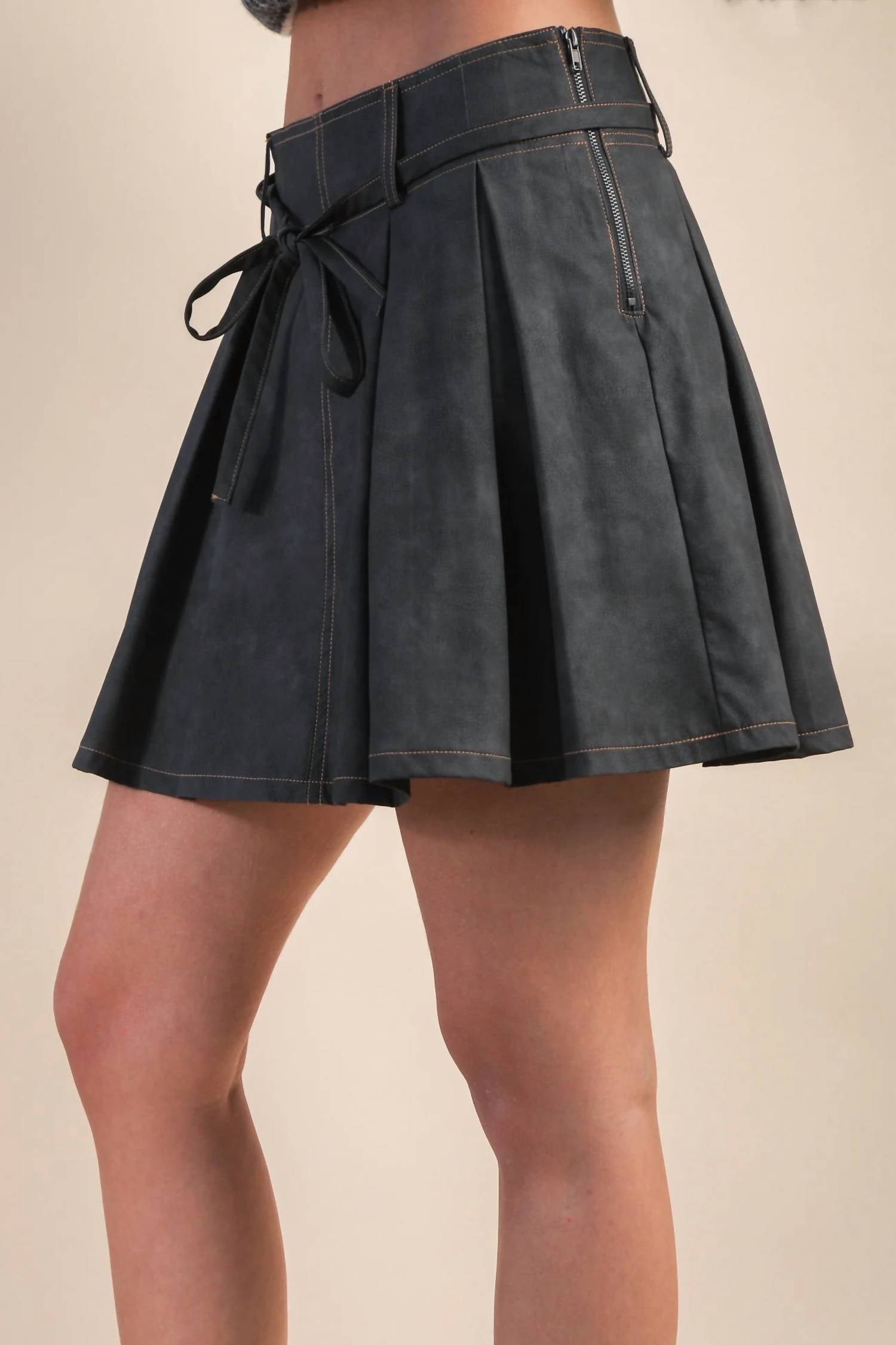 Very J - Outlaw Chic Pleated Mini Skort