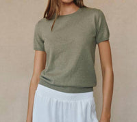 Bella Dahl Short Sleeve Crew Neck Top in fernwood - women's t-shirt