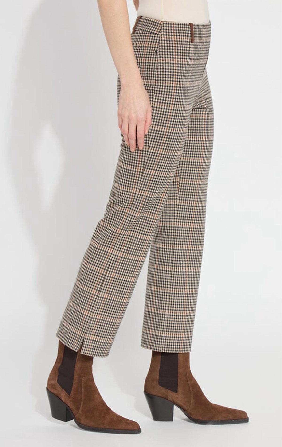 Lysse Baby Boot Ankle Pants in austin plaid - women's pants - detail view