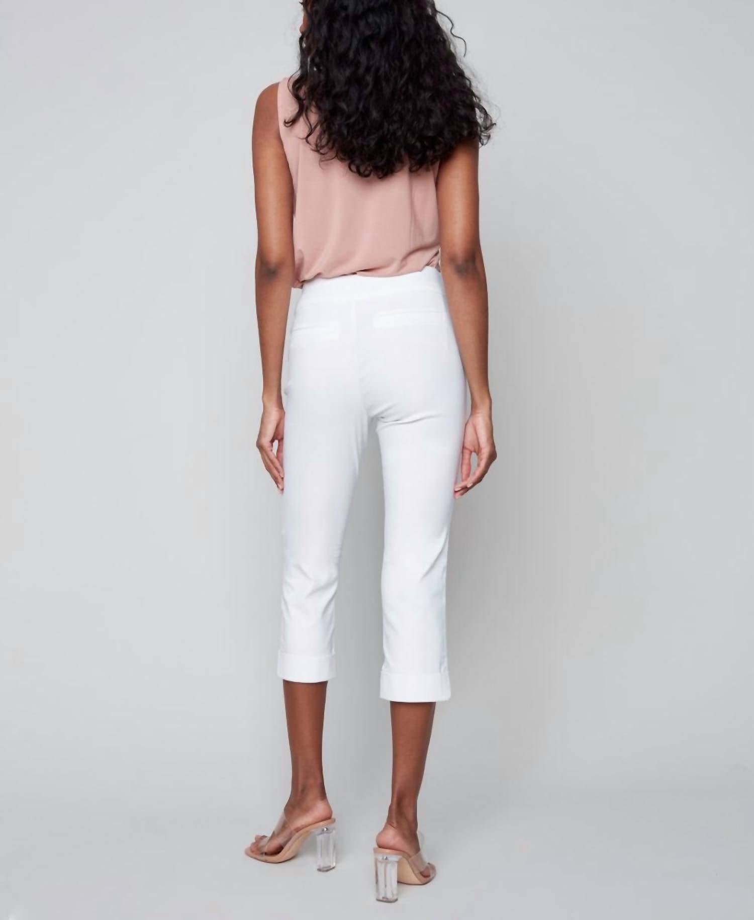 Charlie B - Stretch Capri Pants With Cuffs