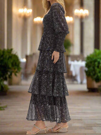 Entro - Tiered Floral Puff Sleeve Maxi Dress