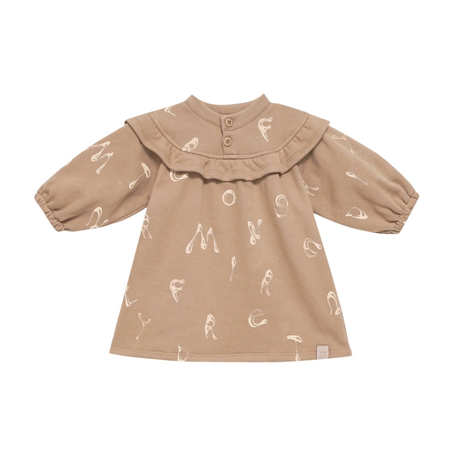 Omamimini - Girl's Terry Dress With Ruffled Yolk