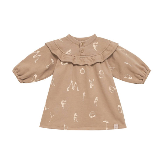 Omamimini - Girl's Terry Dress With Ruffled Yolk