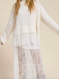 Mimosa - Fringe Hem Ribbed Turtleneck Sweater