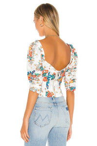 for Love & Lemons Brenda Cropped Top in ivory white - women's shirt - alternate view