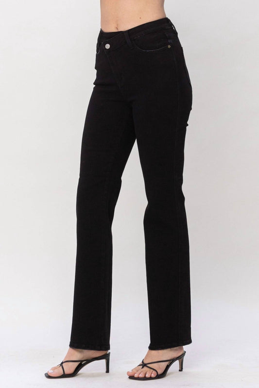 Judy Blue - Criss-Cross Button Straight Leg Jean