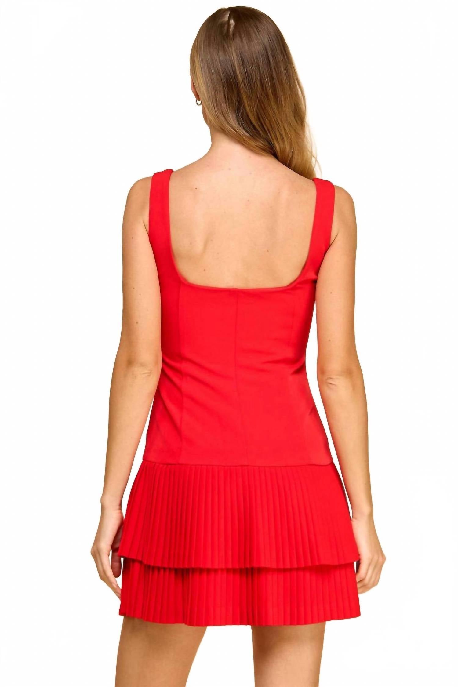 Pretty Follies - Sleeveless Pleated Mini Dress