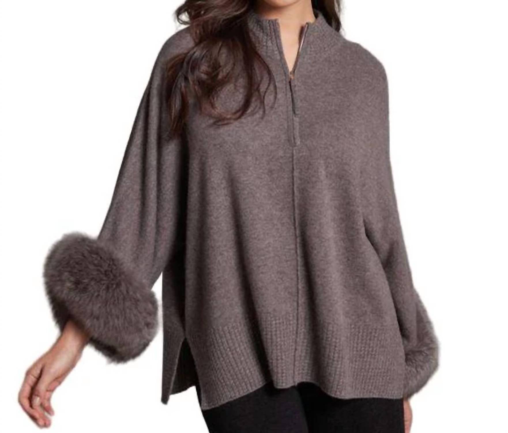 Alashan Cashmere - Eliza Fox Trim Poncho