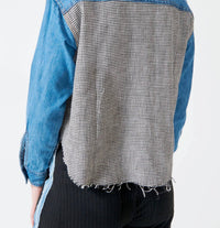 ASKK NY Crosby Flannel Shirt in denim and houndstooth - women's shirt - detail view