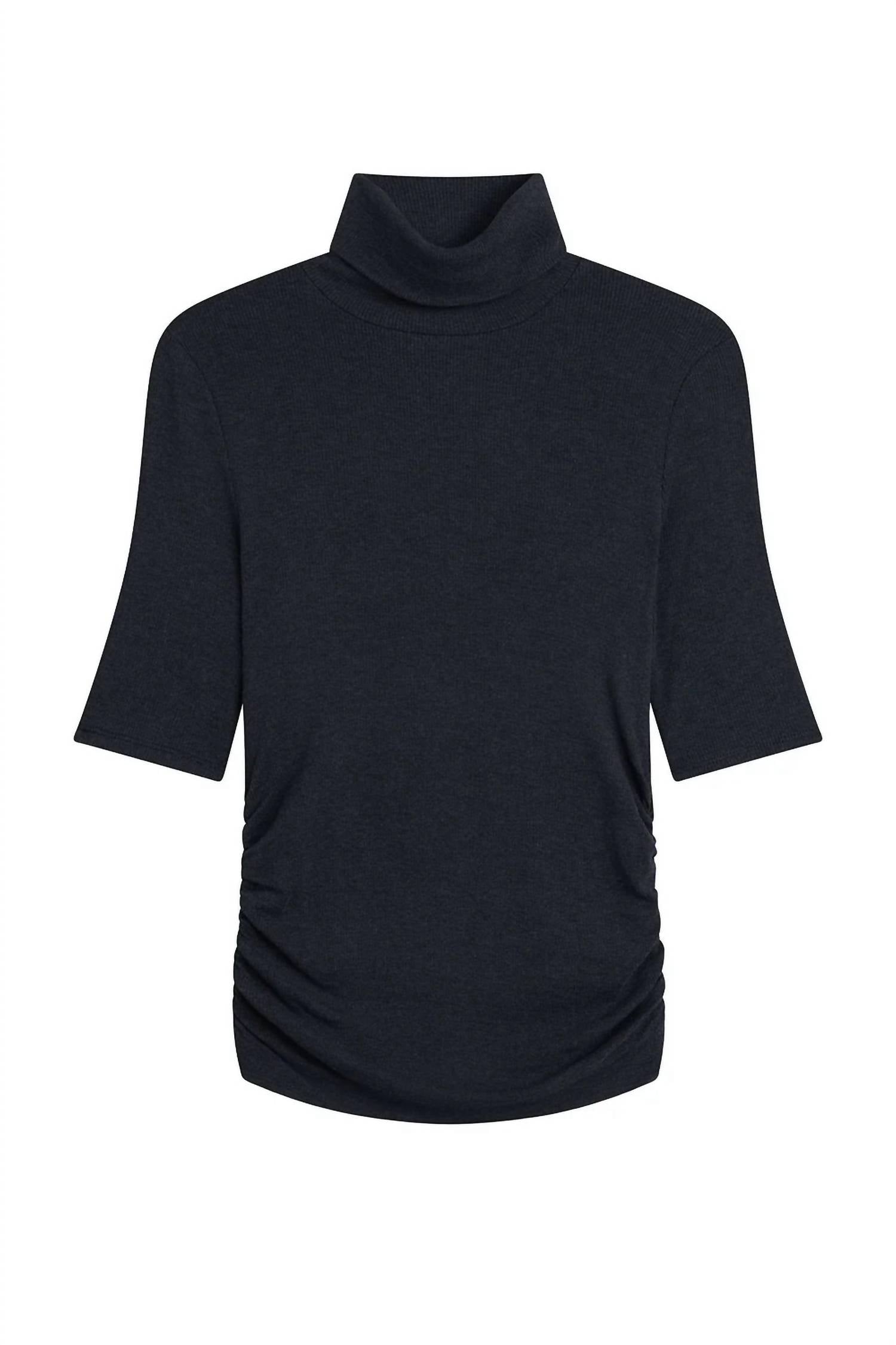 Goldie - Half Sleeve Turtleneck Top With Ruching