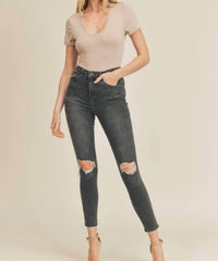 Wasabi + Mint - Talyn Double Layered U-neck Twist Back Bodysuit