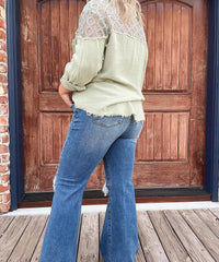 Risen - Wilson Mid Rise Distressed Flare Jeans