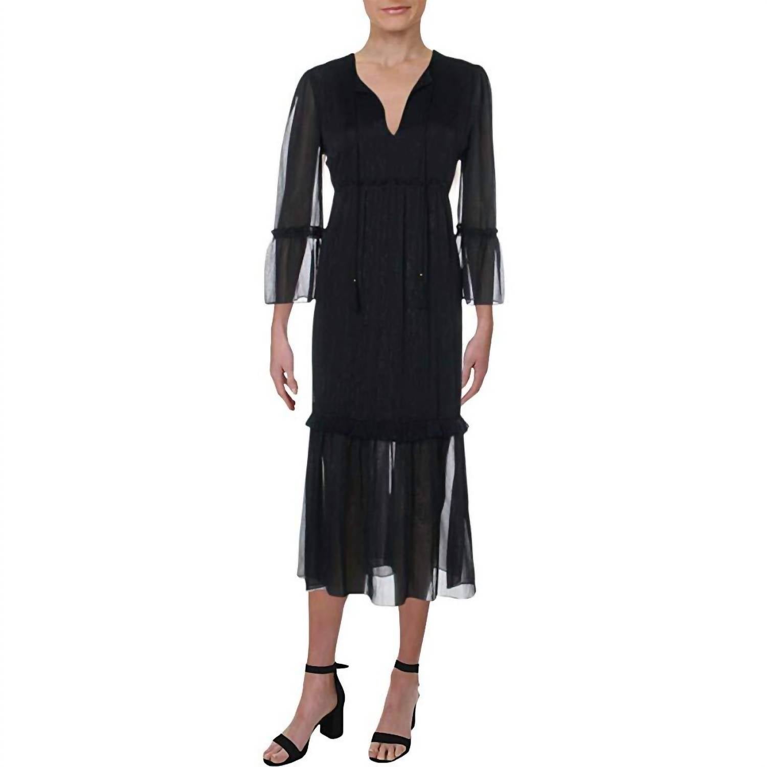 Rachel Zoe - Women's Metallic Crinkle Chiffon Dress