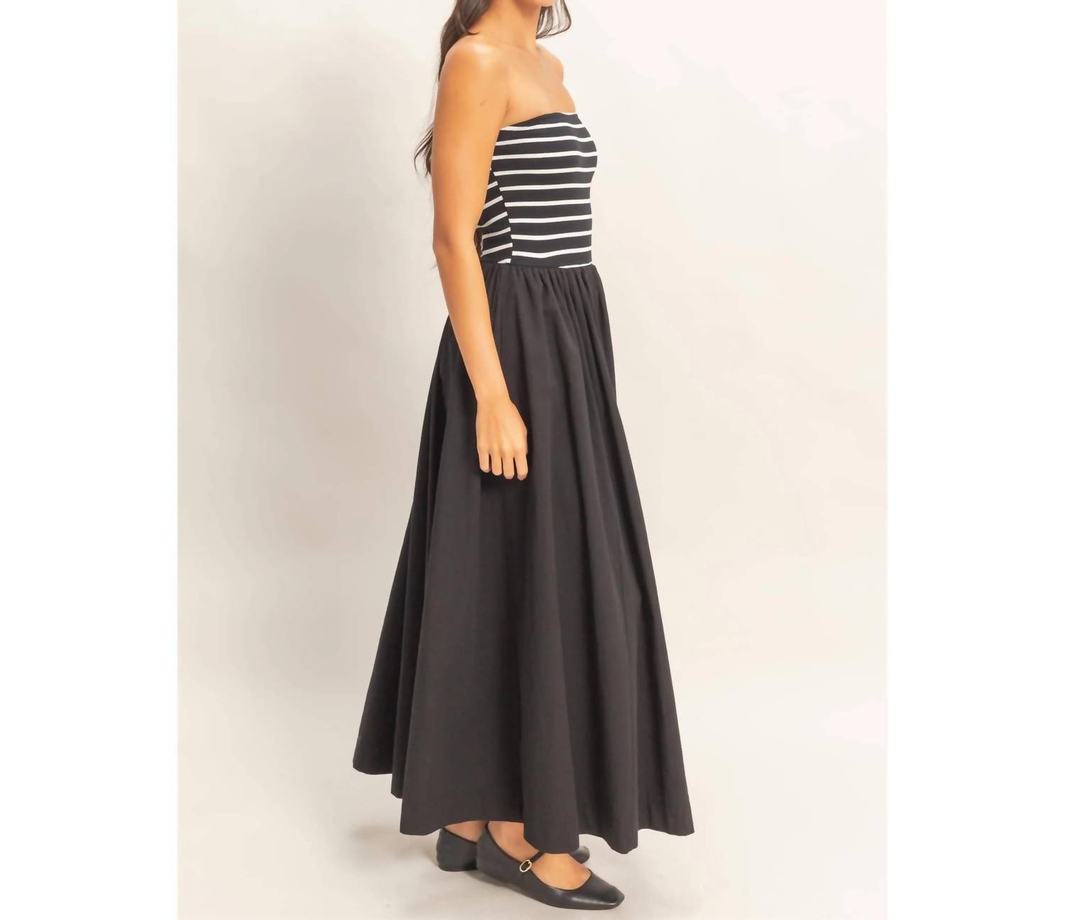 Hyfve - Striped Strapless Flowy Dress