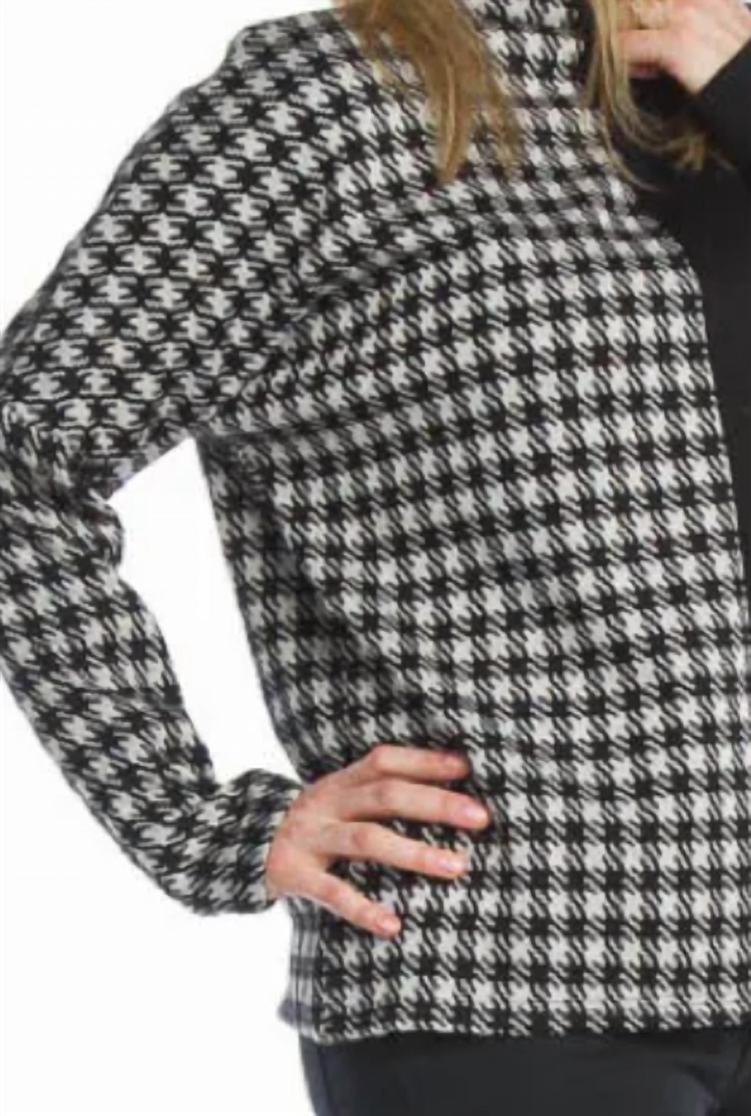 Papillon - Houndstooth Patchwork Mock Neck Sweater