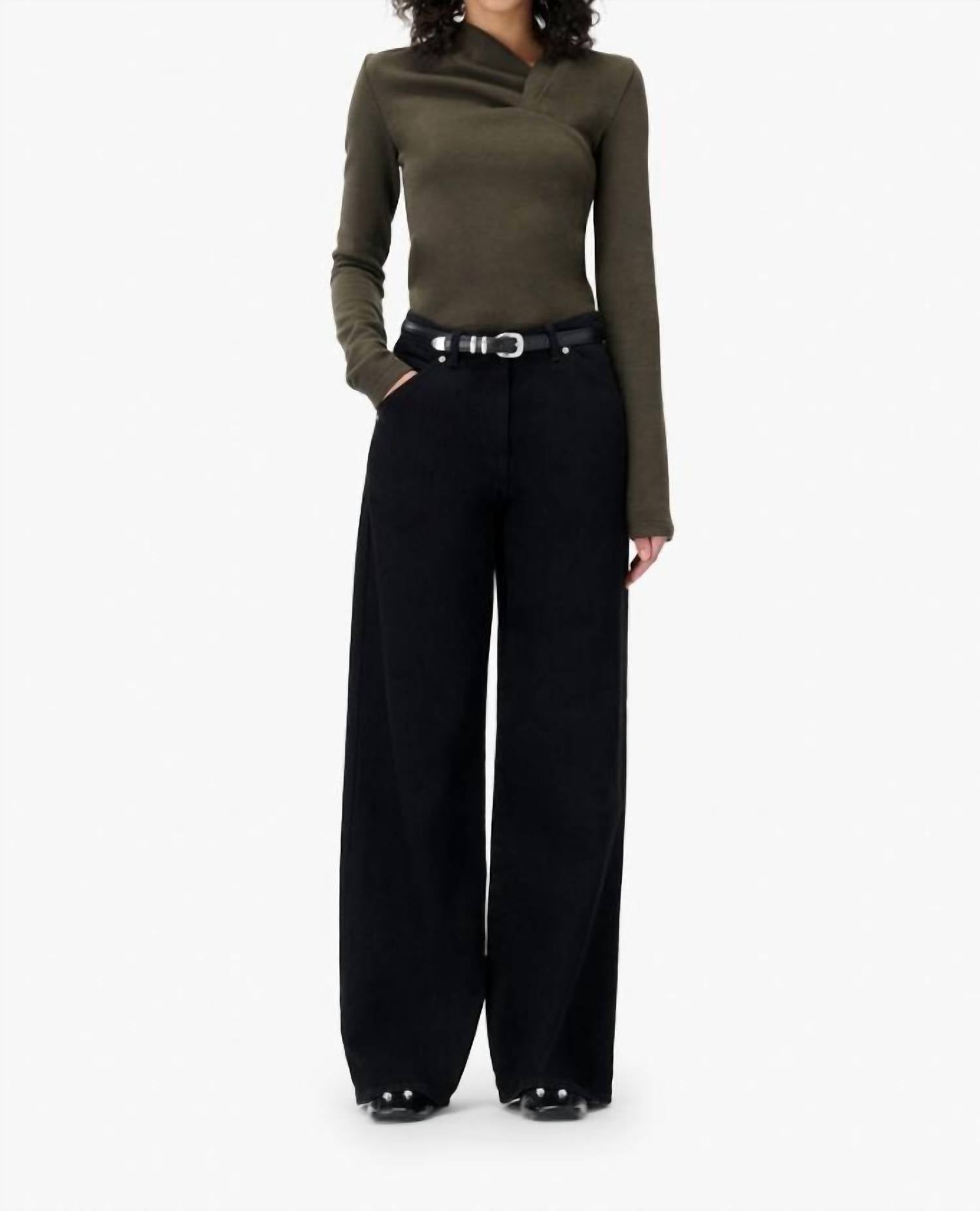 IRO Mala Asymmetrical Top in military khaki - women's long sleeve top