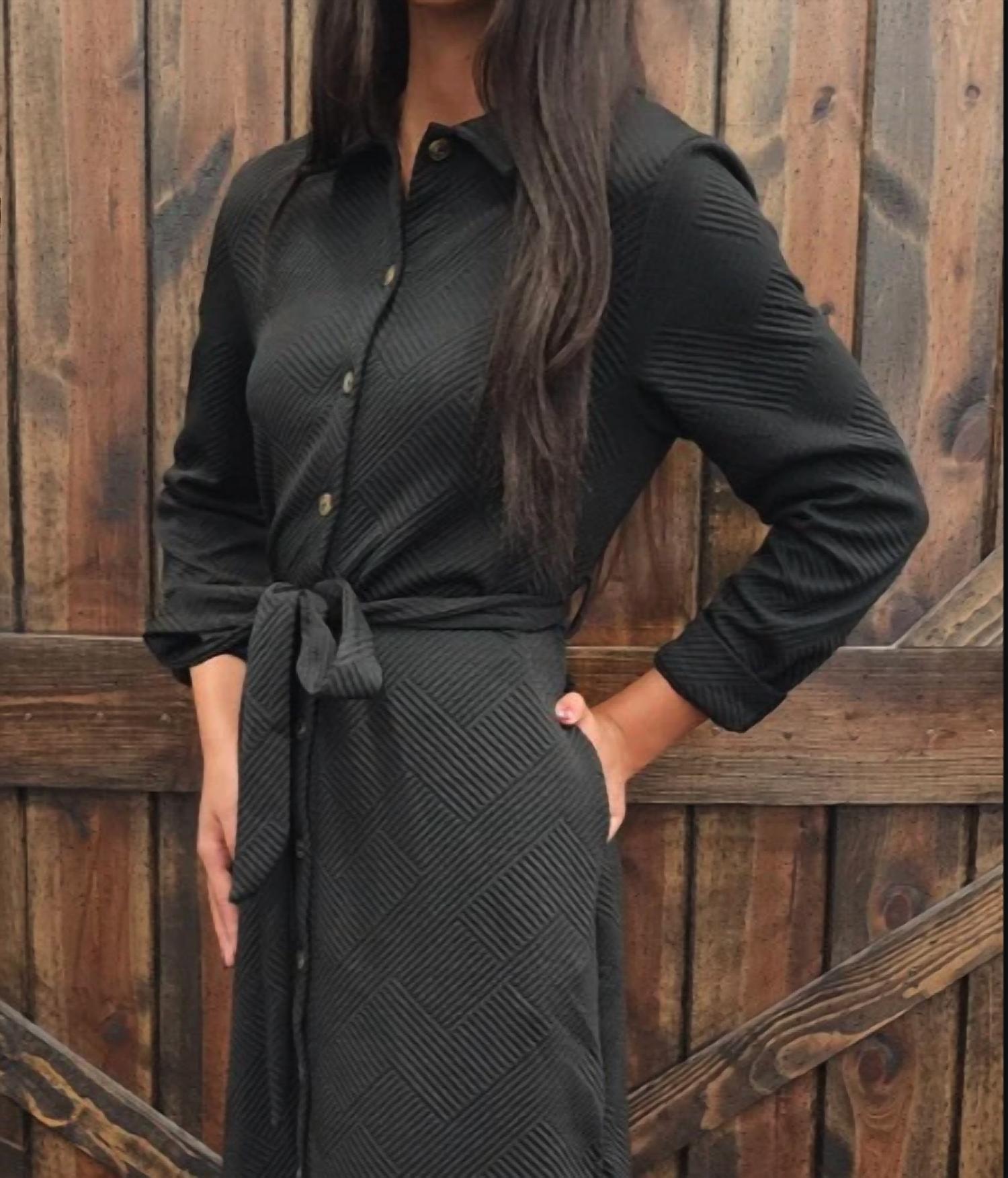 She + Sky - Quilted Button Up Midi Dress